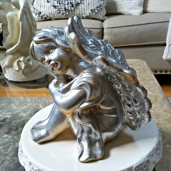 EXQUISITE Vintage SILVER/GOLD Reflecting ANGEL